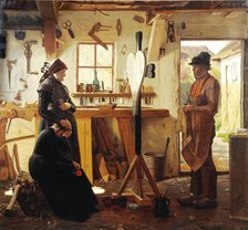 Two Women Call on the Village Artist to See the Memorial Cross they Have Commissioned, 1873. Creator: Christen Dalsgaard.