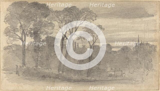 An Evening Landscape with a Distant Cathedral. Creator: Birket Foster.