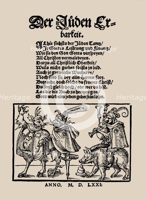 Title page of "Der Juden Erbarkeit", 1571. Creator: Anonymous.