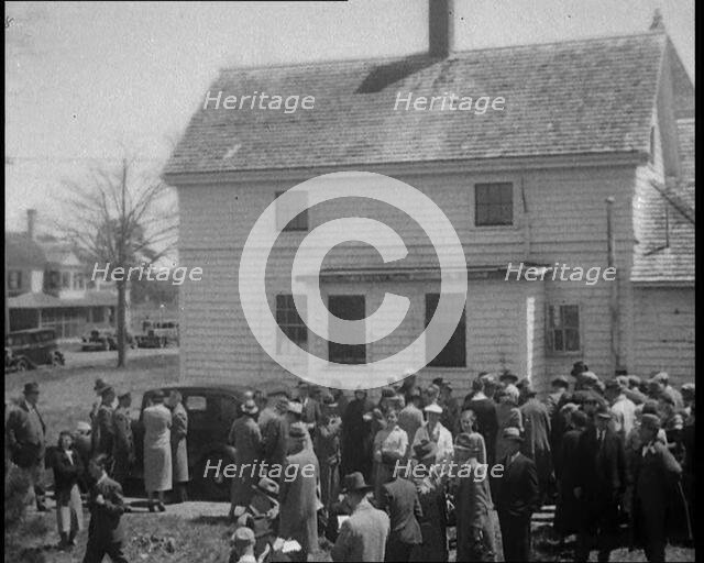 American Civilians Gathering Outside a House, 1930s. Creator: British Pathe Ltd.