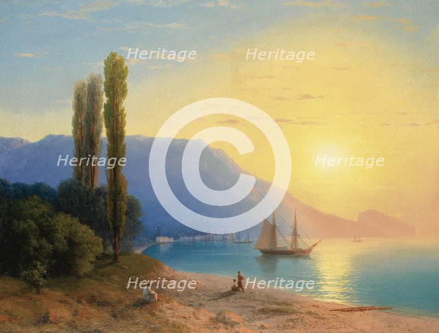 Sunset over Yalta. Artist: Aivazovsky, Ivan Konstantinovich (1817-1900)