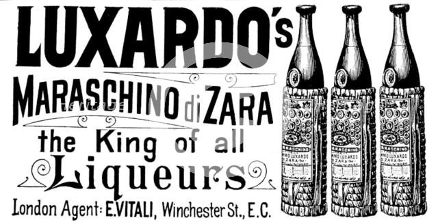 Advertisement for Luxardo's Maraschino di Zara, the King of all Liqueurs, 1895. Creator: Unknown.