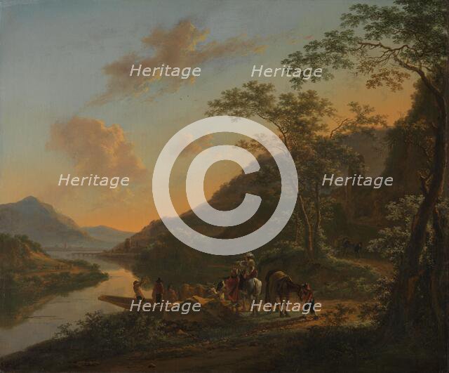 Italian Landscape with Ferry, c.1650-1652. Creator: Jan Dirksz Both.