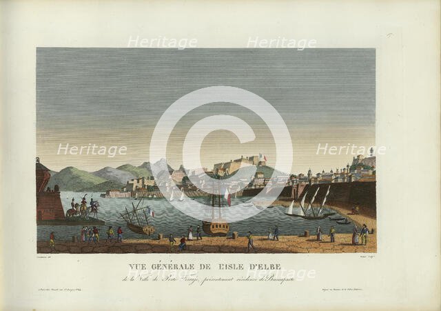 Vue générale de l'ile d'Elbe, de la ville de Porto-Ferrajo, présentement résidence..., 1817-1824. Creator: Courvoisier-Voisin, Henri (1757-1830).