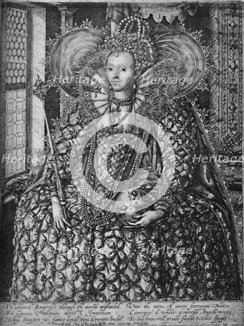 'Queen Elizabeth Standing in a Room with a Lattice Window', c1592 (1903). Artist: William Rogers.