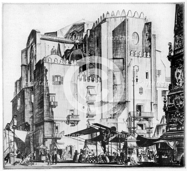 'Fishmarket, Naples', 1929. Artist: G Wedgwood