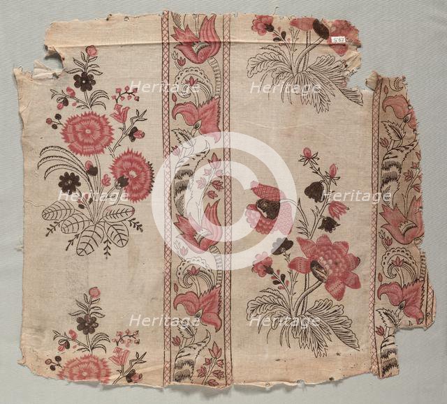 Fragment of Woodblock Printed Linen, c. 1798. Creator: Unknown.
