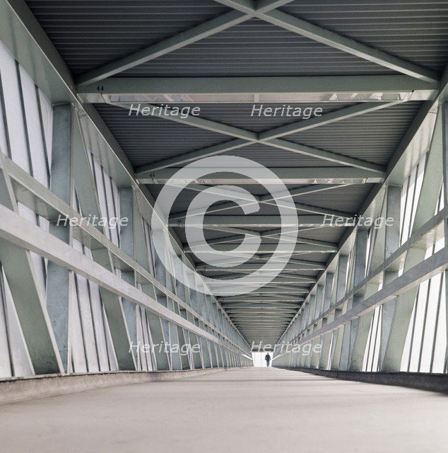 Interior of a covered footbridge at the London Docks, 1965. Artist: John Gay.