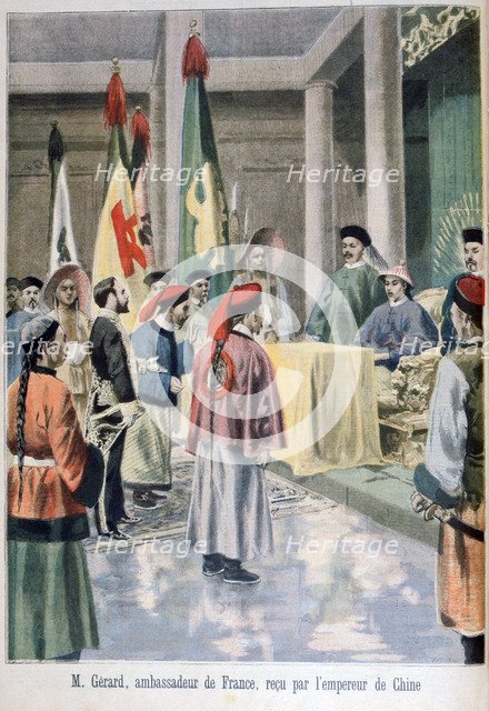 French Ambassador Gérard before the Guangxu Emperor of China, 1895. Creator: F Meaulle.