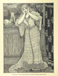 "The dragon of the great Pendragonship blaze, making all the night a stream of fire", 1898.  Creator: Louis John Rhead.