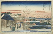View of Morning Cherry Blossoms in the New Yoshiwara (Shin Yoshiwara asazakura no zu)..., c. 1831. Creator: Ando Hiroshige.