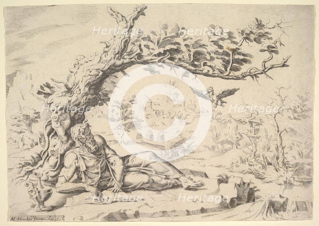 Elijah Fed by Ravens, 1549. Creator: Dirck Volkertsen Coornhert.