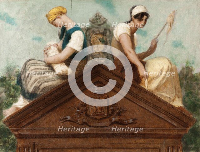 Esquisse pour la salle des mariages de la mairie du 13ème arrondissement : Vertus civiques., 1878. Creator: Gustave Boulanger.