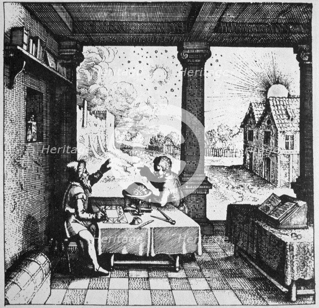 An astrologer casting a horoscope, 1617 (late 19th century). Artist: Unknown