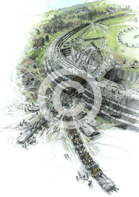 Construction of Avebury Stone Circle, Wiltshire, 3rd millennium BC, (c1990-2010) Artist: Ivan Lapper.