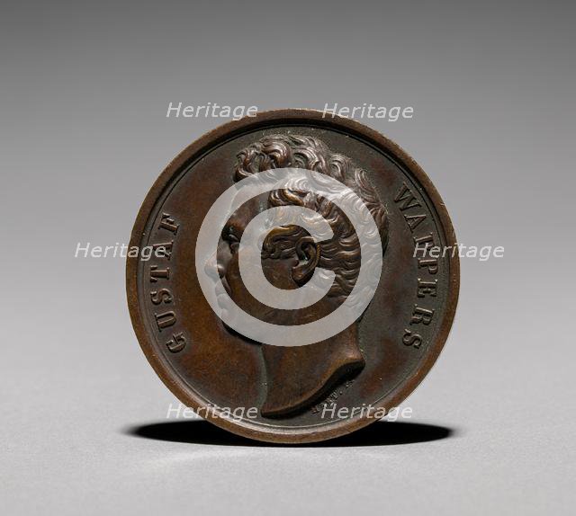 Medal: Gustaf Wappers (obverse), 1800s. Creator: Unknown.