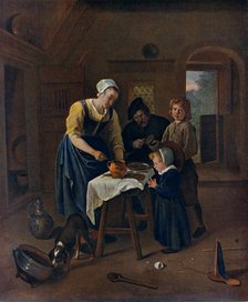 'A Peasant Family at Meal-time ('Grace before Meat')', c1665, (1912).Artist: Jan Steen