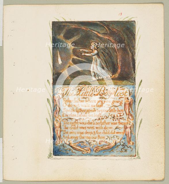 Songs of Innocence and of Experience: Little Boy Lost, ca. 1825. Creator: William Blake.