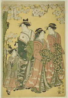 The Courtesan Hinazuru of the Chojiya and Her Attendants, early 1790s. Creator: Eishosai Choki.