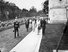 King George V and Queen Mary at the opening ceremony of the University of Nottingham, 1928. Artist: Henson & Co