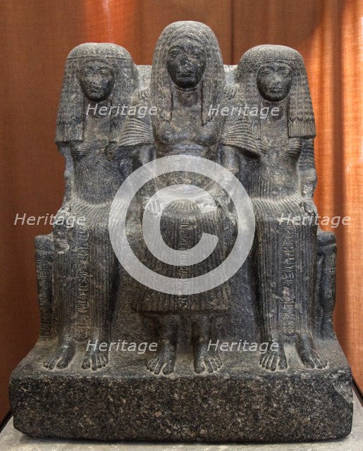 Statue of Amenemheb, Governor of Thebes, with his wife and mother, 14th century BC. Artist: Unknown