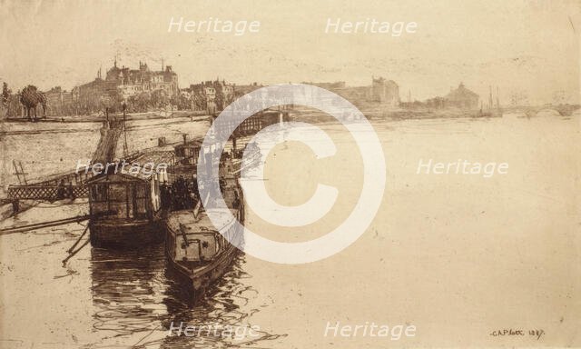 Passenger Boats on the Seine, 1887. Creator: Charles Adam Platt.