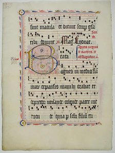 Manuscript Leaf with Initial B, from an Antiphonary, German, second quarter 15th century. Creator: Unknown.