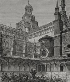 Small Cloister, Certosa di Pavia. Italy, 1877.  Creator: Jules Jean Marie Joseph Huyot.