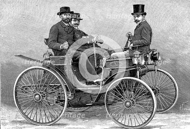 Armand Peugot's first motor car, 1890. Artist: Unknown