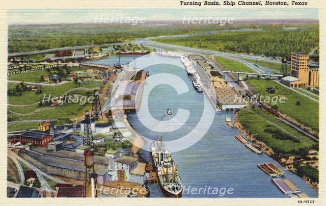 Turning basin, Ship Channel, Houston, Texas, USA, 1936. Artist: Unknown