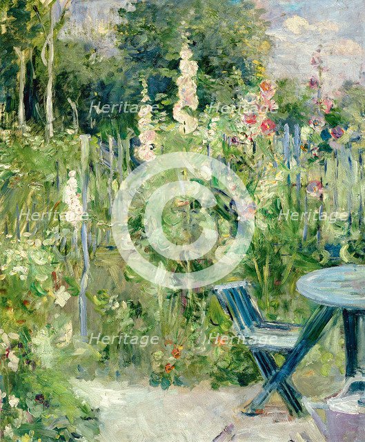 Hollyhocks (Roses trémières), 1884. Artist: Morisot, Berthe (1841-1895)