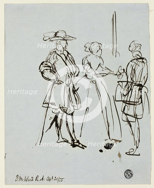 Three Figures, April 21, 1855. Creator: Edward Matthew Ward.