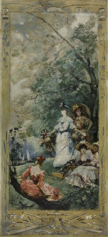 Esquisse pour la galerie Lobau de l'Hôtel de Ville de Paris : Fête champêtre aux environs...,c.1891. Creator: Georges Jules Victor Clairin.