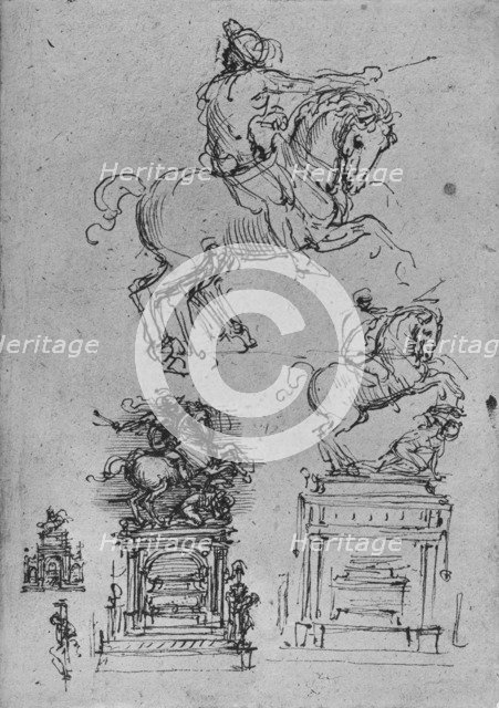 'Four Studies for an Equestrian Monument', c1480 (1945). Artist: Leonardo da Vinci.