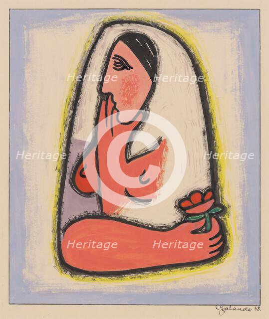 Woman with a flower, 1938. Creator: Mikulas Galanda.
