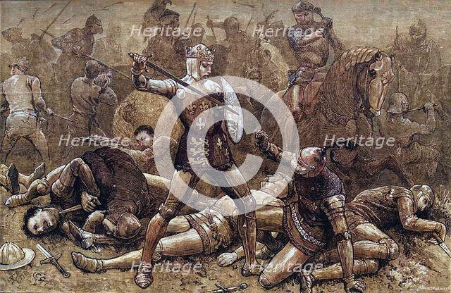 'Henry and Alencon at Agincourt', 25 October 1415, (c1880). Creator: Unknown.