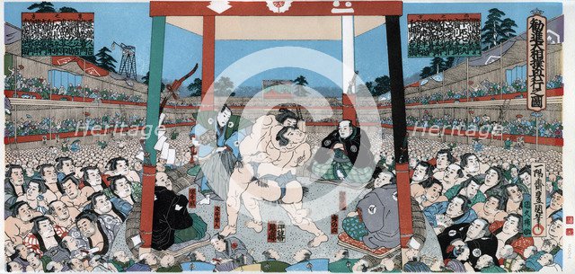 Sumo wrestling, Japan. Artist: Unknown