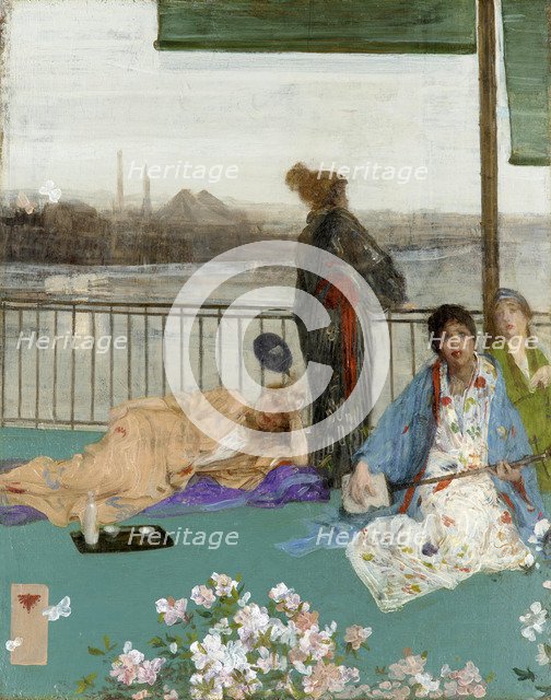 Variations in Flesh Colour and Green: The Balcony, c. 1870. Artist: Whistler, James Abbott McNeill (1834-1903)