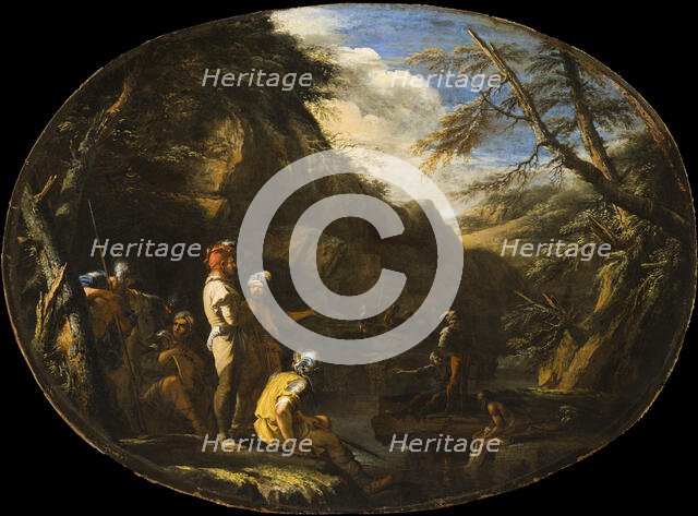 Landscape with Armed Men, c1640. Creator: Salvator Rosa.