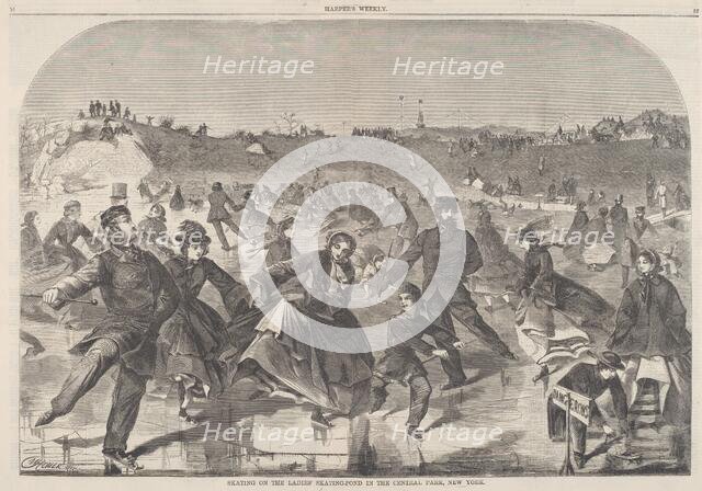 Skating on the Ladies' Skating-Pond in the Central Park, New York, published 1860. Creator: Winslow Homer.
