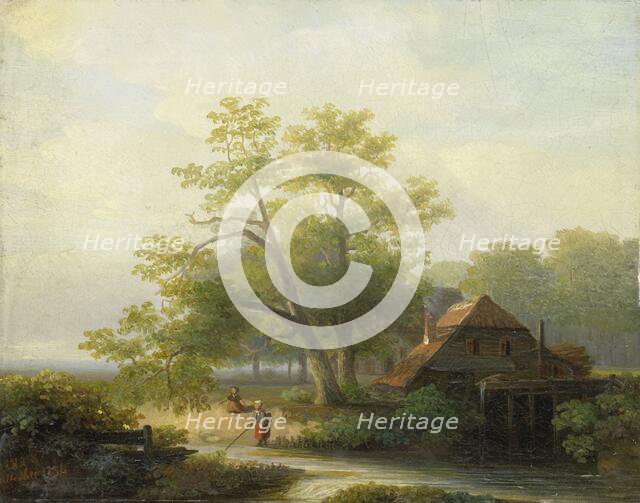 A Watermill in a Woody Landscape, 1854. Creator: Lodewijk Hendrik Arends.