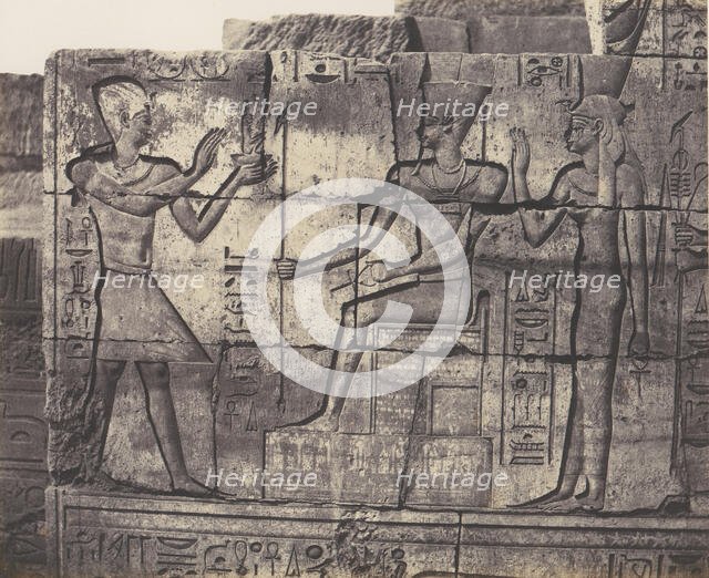 Karnak (Thèbes), édifice en Ruines - Sculptures du la Paroi Intèrieure..., 1851-52, printed 1853-54. Creator: Félix Teynard.