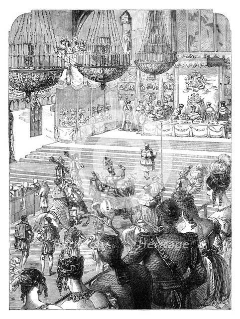 A banquet in Westminster Hall celebrating the coronation of King George IV, 1821 (c1895). Artist: Unknown