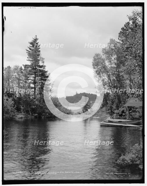 The Antlers from St. Hubert's Isle, Raquette Lake, Adirondack Mountains, (1902?). Creator: William H. Jackson.