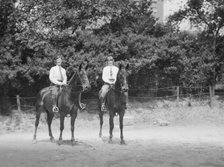 McCulloch, Mrs., and daughter, on horseback, 1929 June 13. Creator: Arnold Genthe.