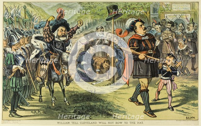 William Tell Cleveland Will Not Bow to the Hat, from Puck, published May 16, 1883. Creator: Bernard Gillam.