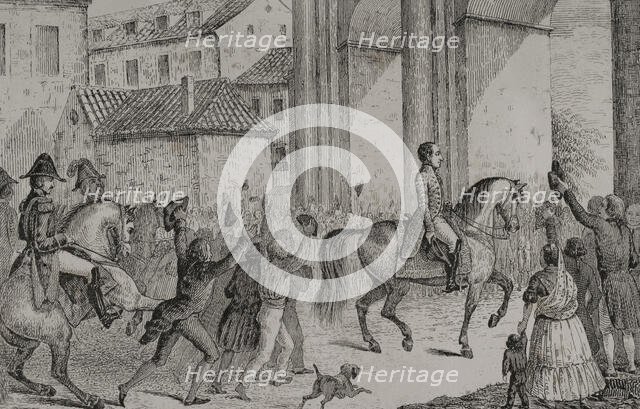 Triumphant entry of Ferdinand VII, (1784-1833) in Madrid, 1808, (1851).  Creator: Unknown.