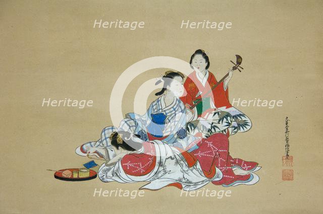 Three Beauties, 18th century. Creator: Nishikawa Sukenobu.
