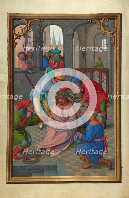 The Crowning with Thorns; Prayer Book of Cardinal Albrecht of Brandenburg, about 1525-1530. Creator: Simon Bening.