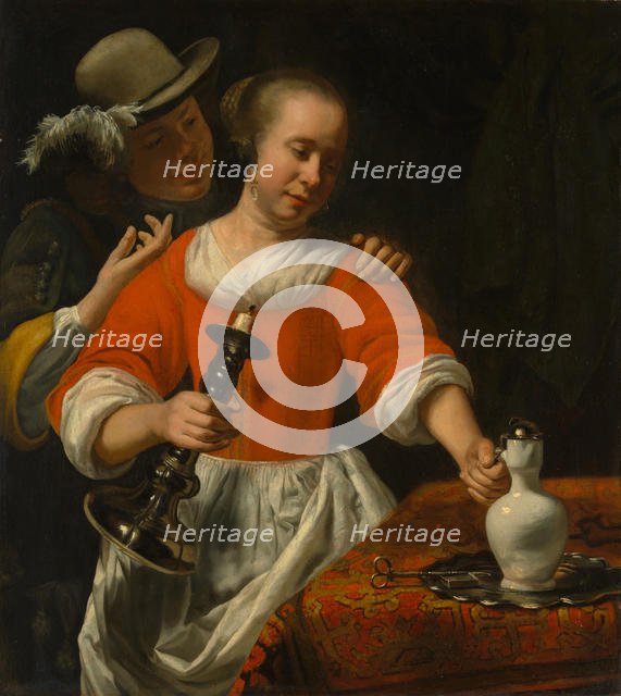 A Young Woman and a Cavalier, early 1660s. Creator: Cornelis Bisschop.